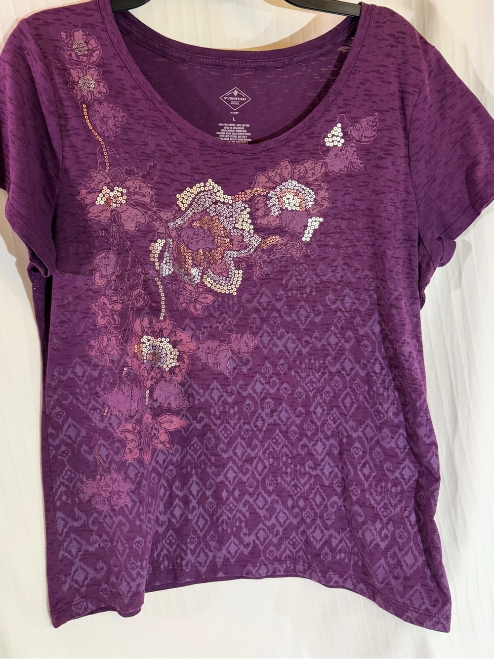 Purple new tshirt soft and thin with muted sparkle size L